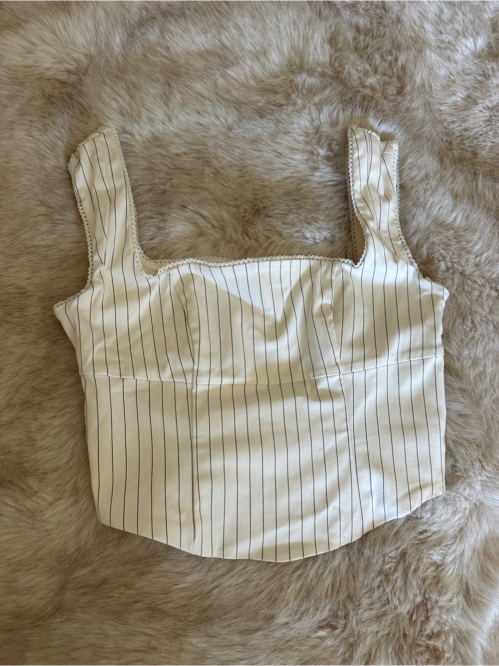 wild fable Ivory Pinstripe Square-Neck Crop Top